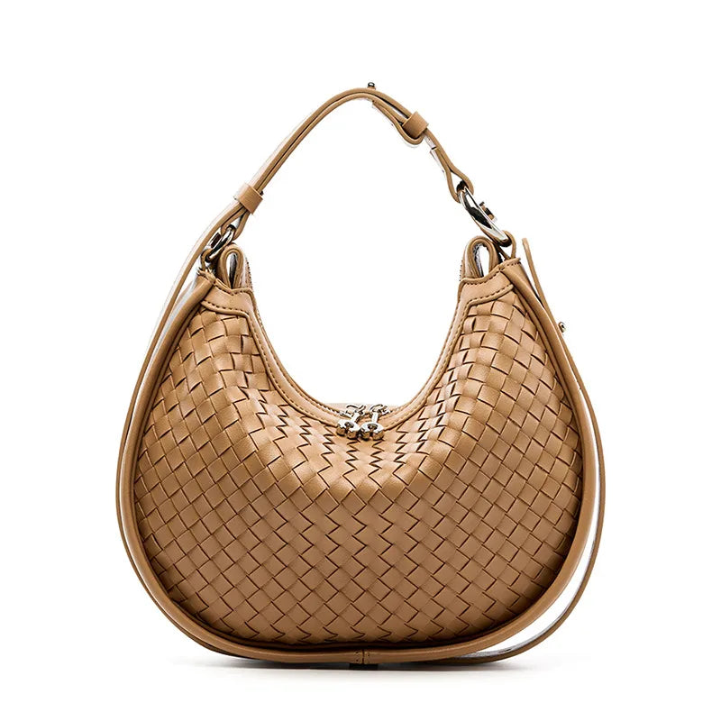 Women's Medium Leather Solid Color Classic Style Pillow Shape Zipper Underarm Bag